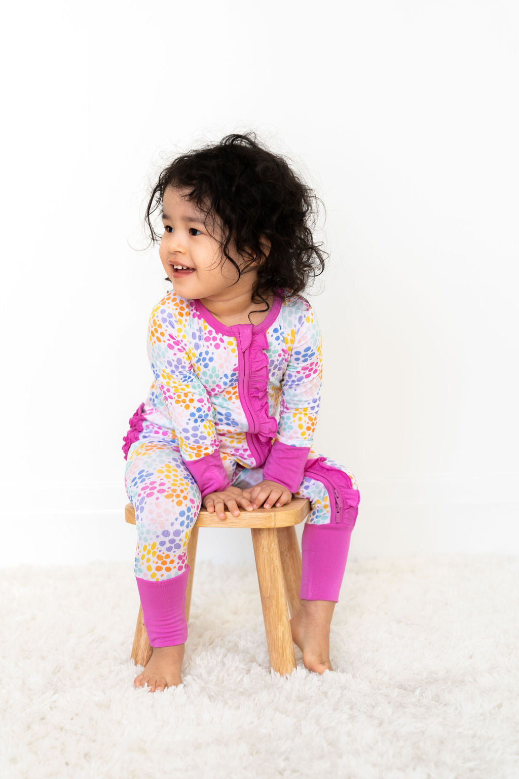 Korrie Dots Bamboo Ruffle Convertible Footie (2T-4T)