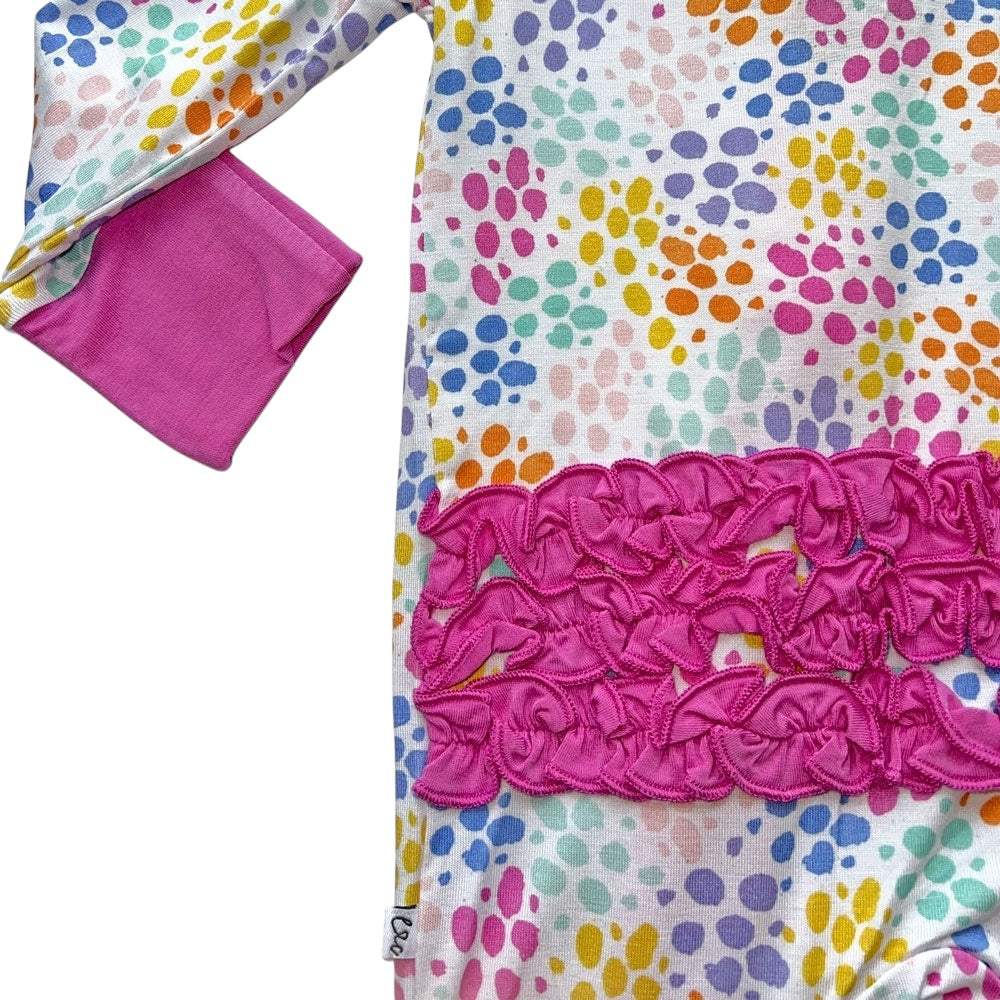 Korrie Dots Bamboo Ruffle Convertible Footie (2T-4T)