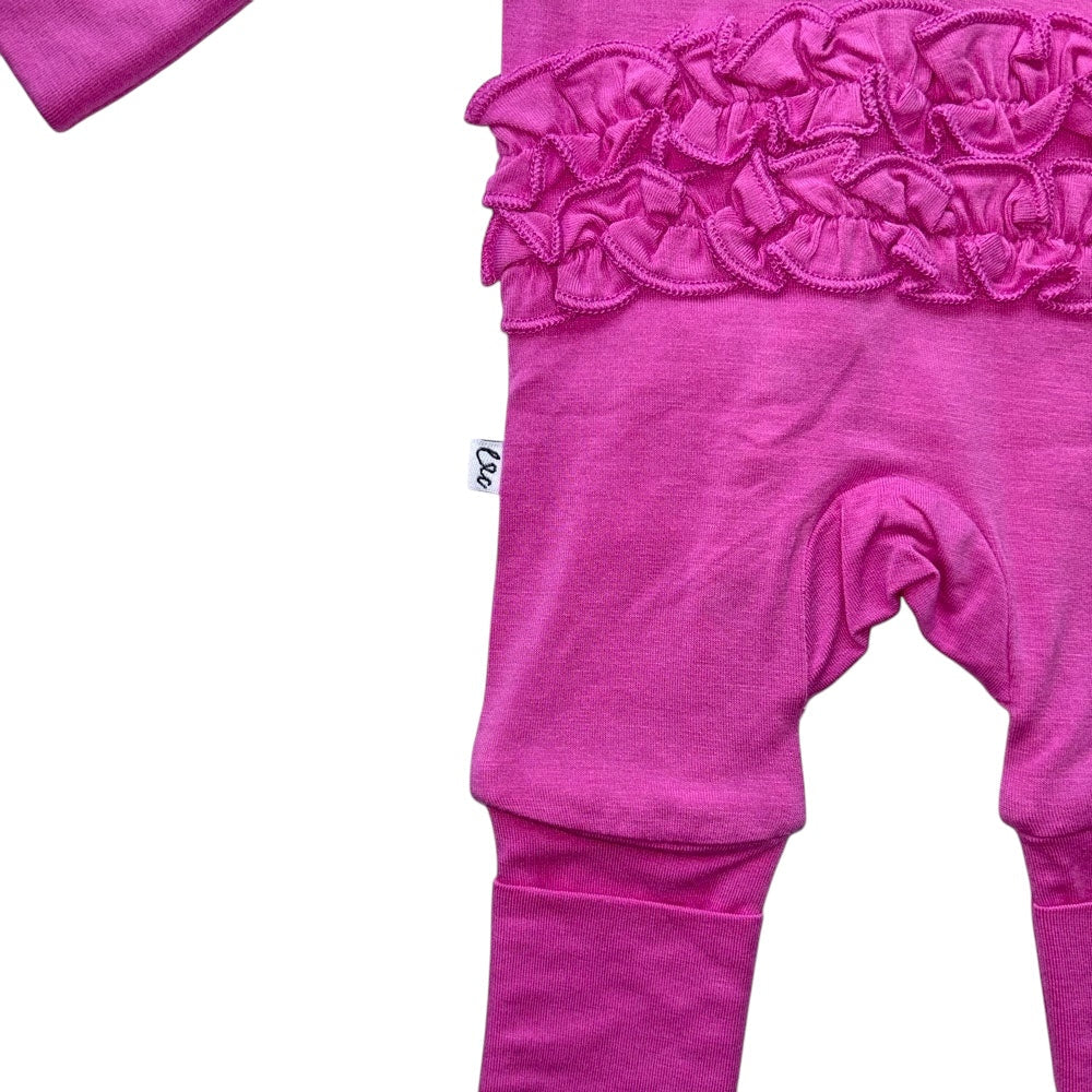 Korrie Pink Bamboo Ruffle Convertible Footie (2T-4T)