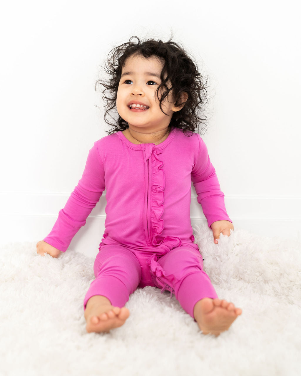 Korrie Pink Bamboo Ruffle Convertible Footie (2T-4T)