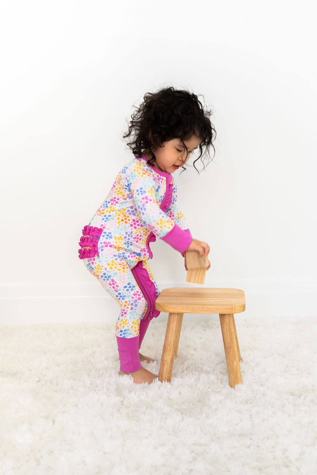 Korrie Dots Bamboo Ruffle Convertible Footie (2T-4T)