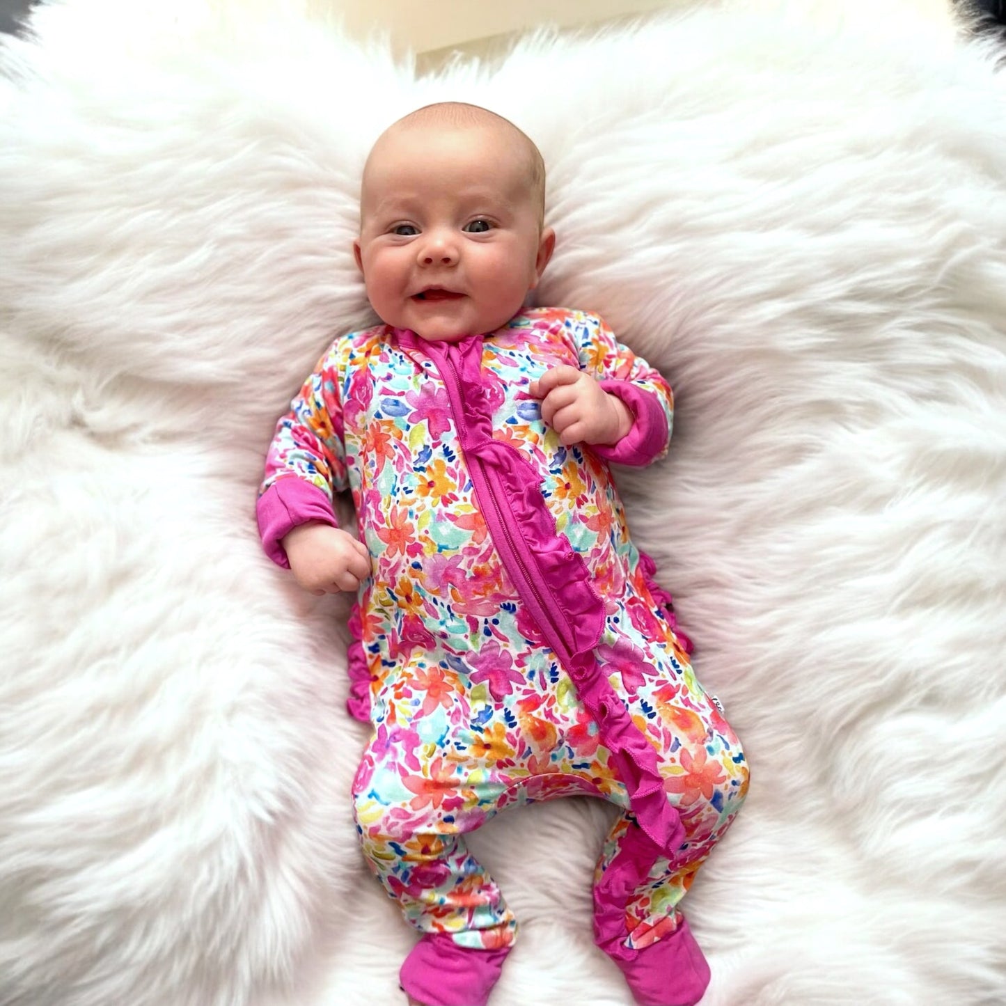 Korrie Floral Bamboo Ruffle Convertible Footie