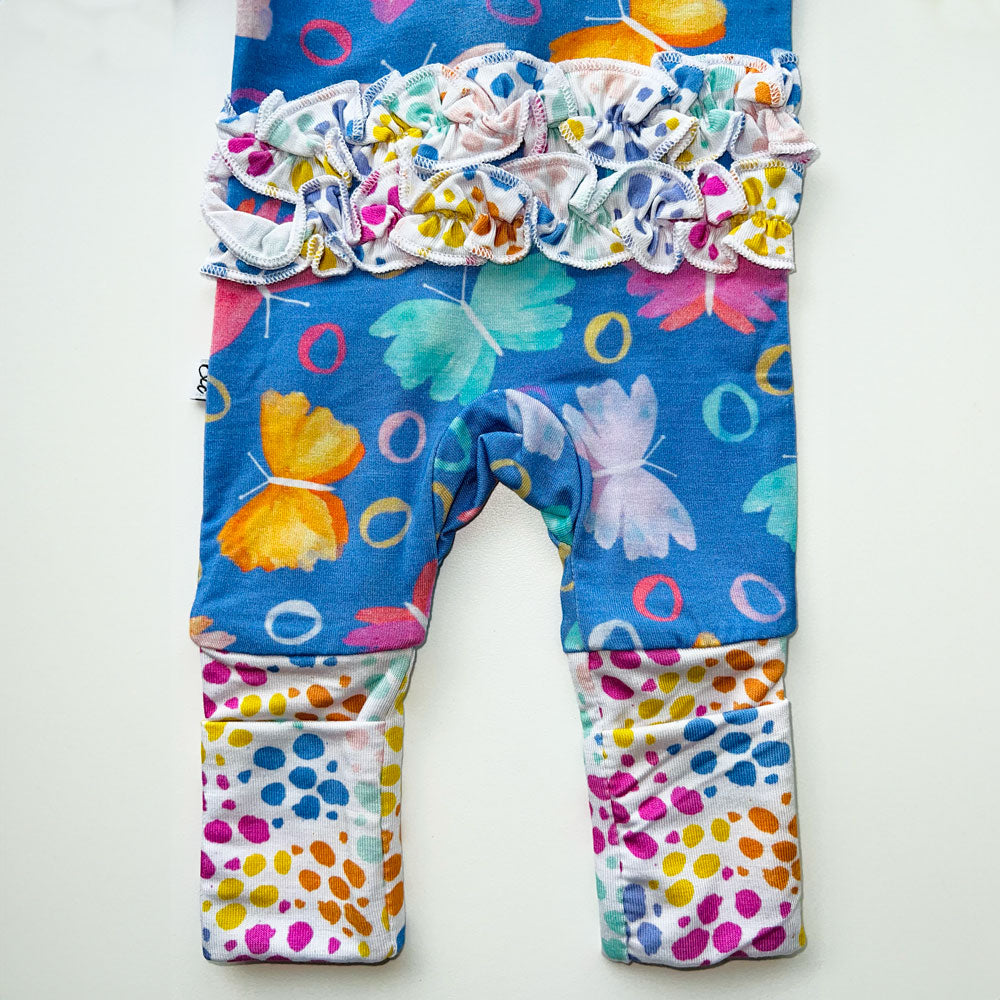 Korrie Butterflies Bamboo Ruffle Convertible Footie (2T-4T)