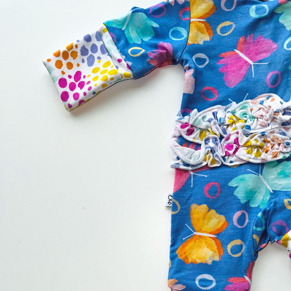 Korrie Butterflies Bamboo Ruffle Convertible Footie (2T-4T)