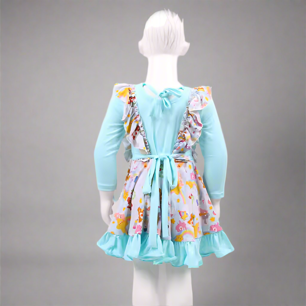 "Care Bears" Bamboo Tie Back Long Sleeve Ruffled Jumpsuit Style Twirler Dress