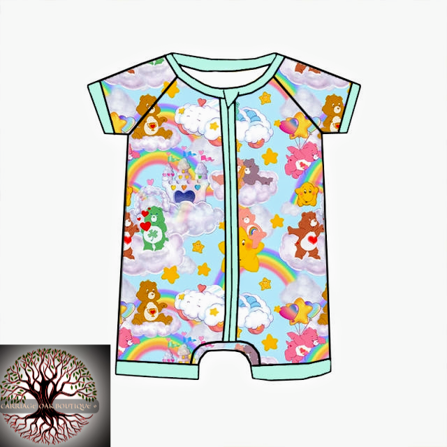 Exclusively Hand Drawn "Care Bears" Bamboo Shortie Zippy