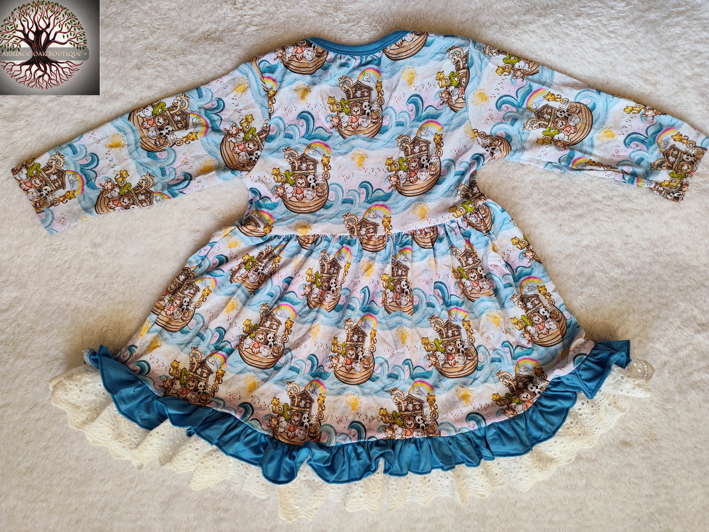 Noah's Ark Bamboo & Lace Long Sleeve Twirler Dress
