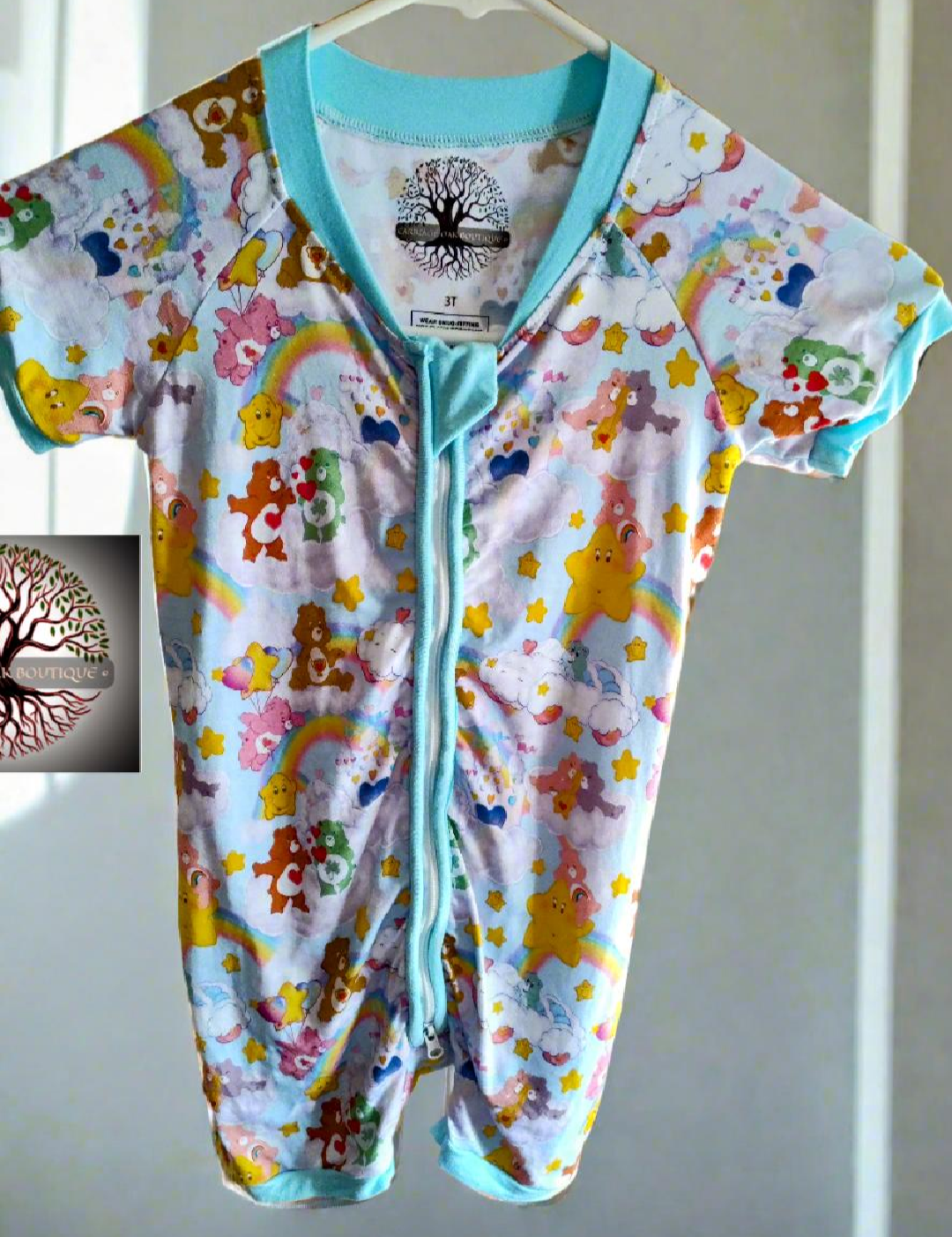 Exclusively Hand Drawn "Care Bears" Bamboo Shortie Zippy